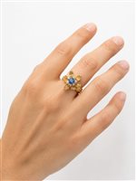 Vicenza - Piazzetta Palladio 2 - Anello Soprana Donna in Oro giallo Zaffiro 0.35 Ct LOTO BLU - LOTO BLU
